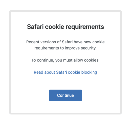 Hinweis von Zendesk für Safari-Nutzer zur Aktivierung von Cookies