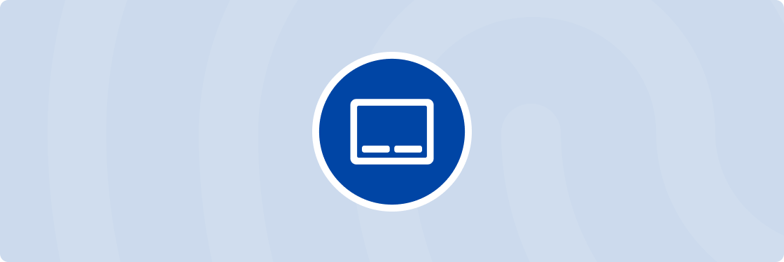 Blauer Kreis mit einem weißen Umriss eines Browserfensters - Usercentrics