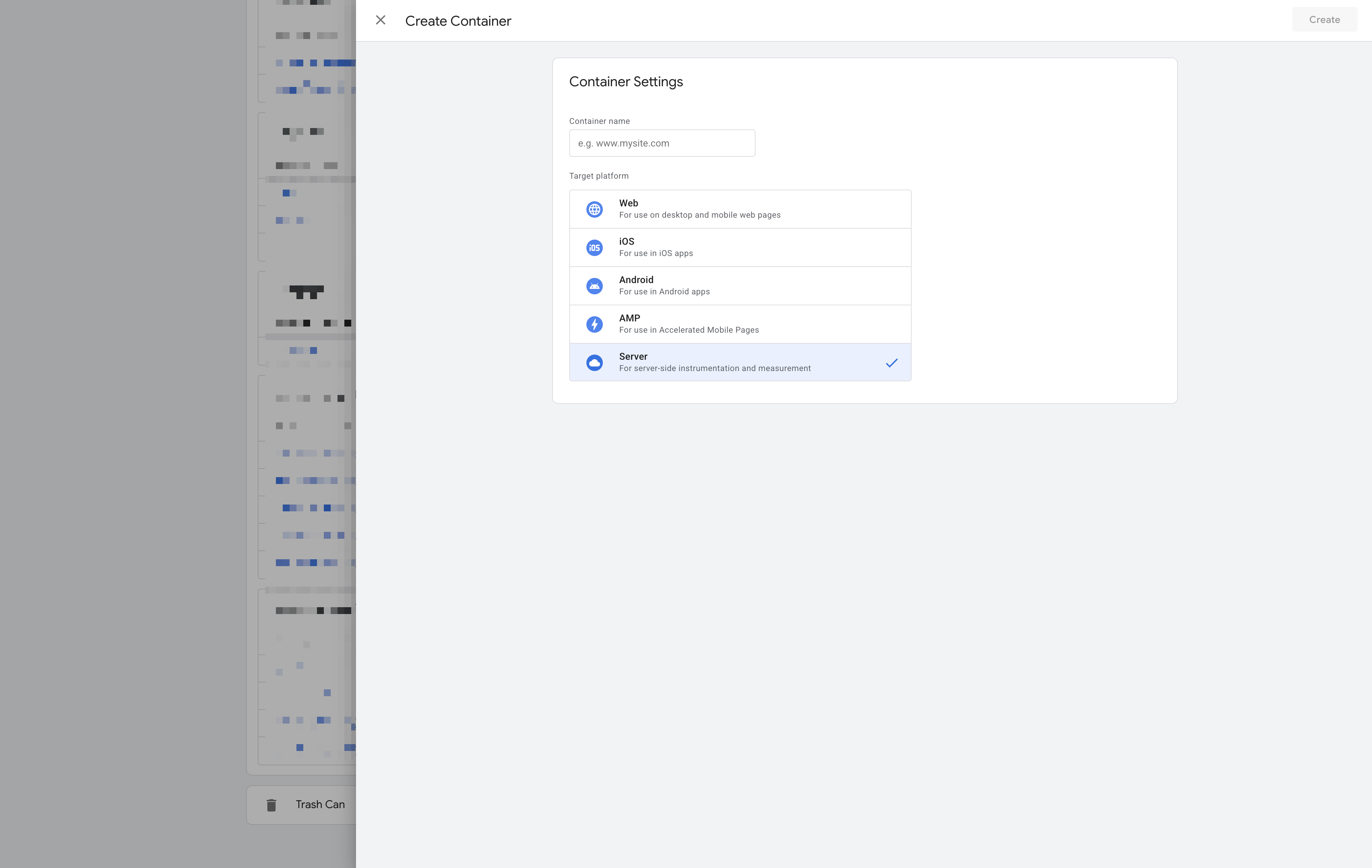 Create server container