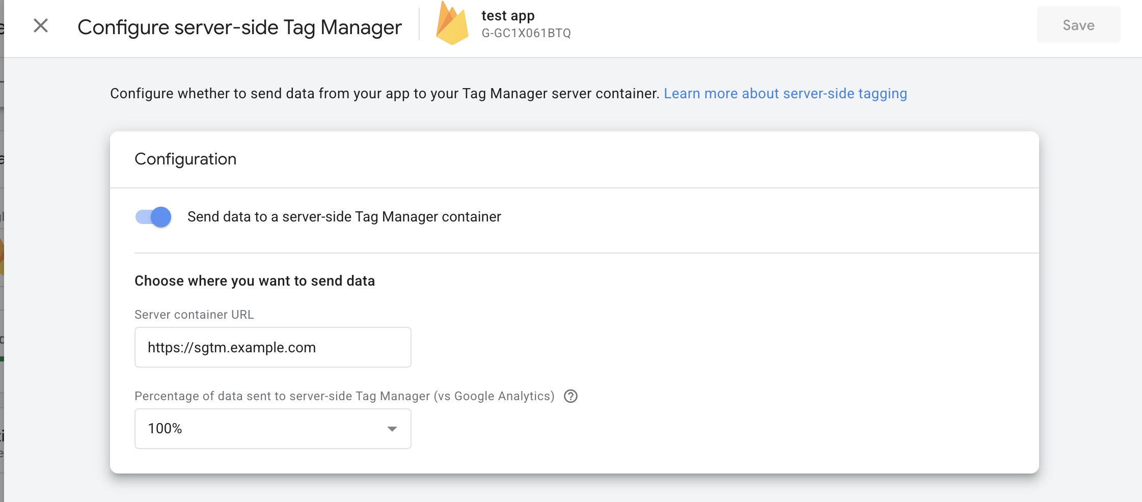 Settings - Configure server-side Tag Manager