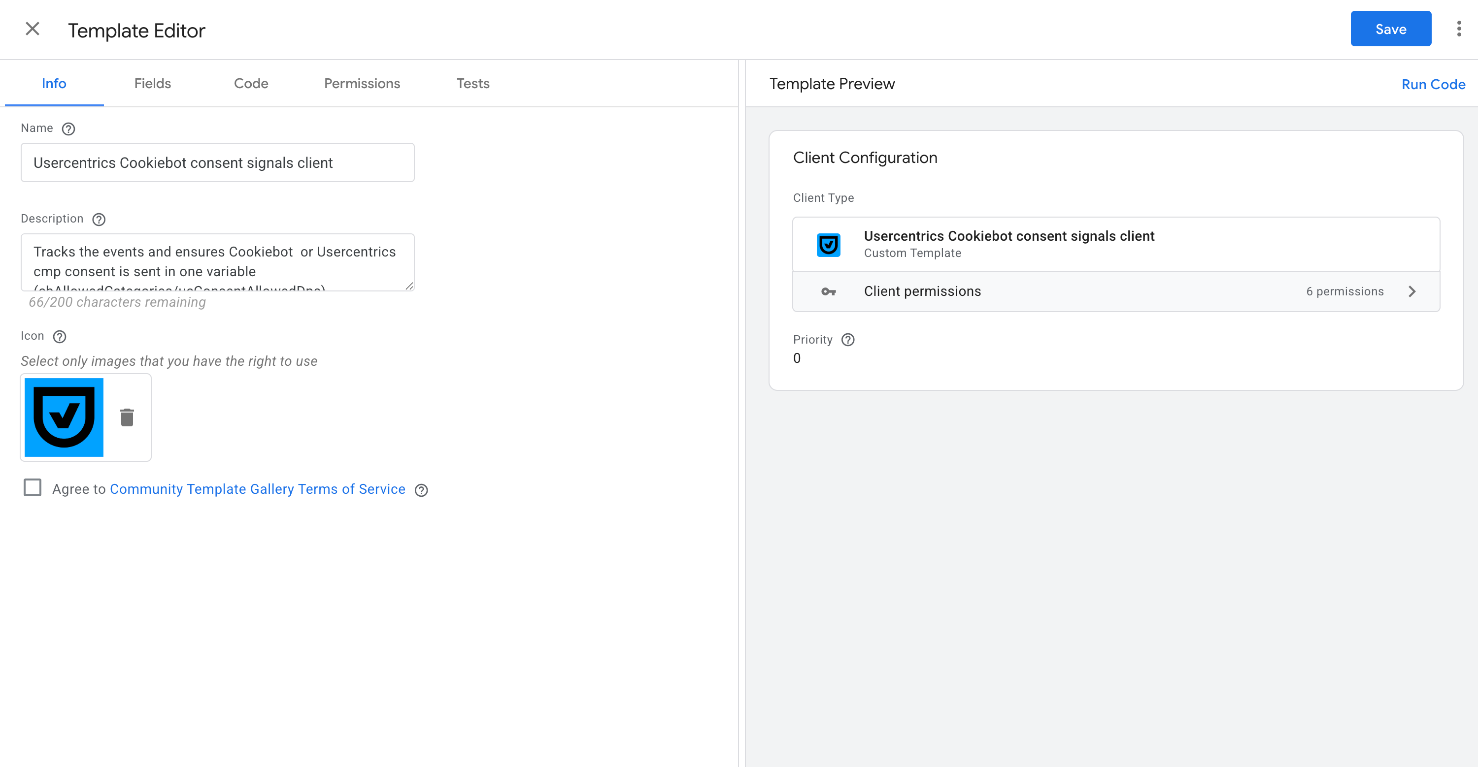 Import client template