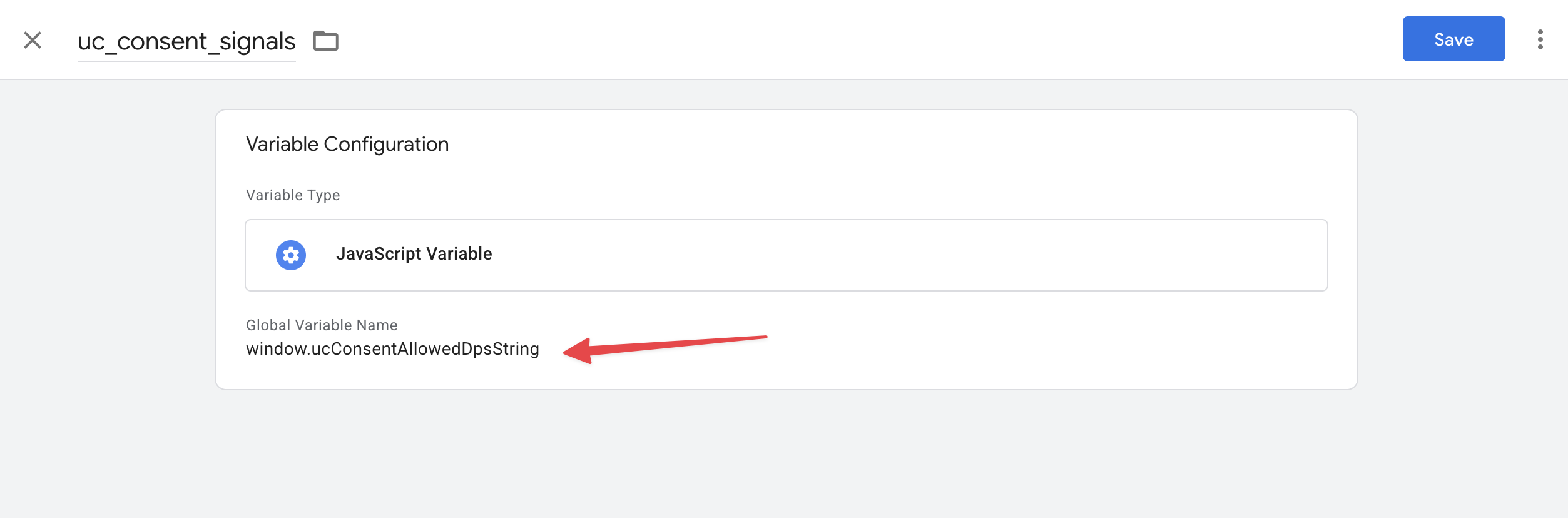 Create a JS variable