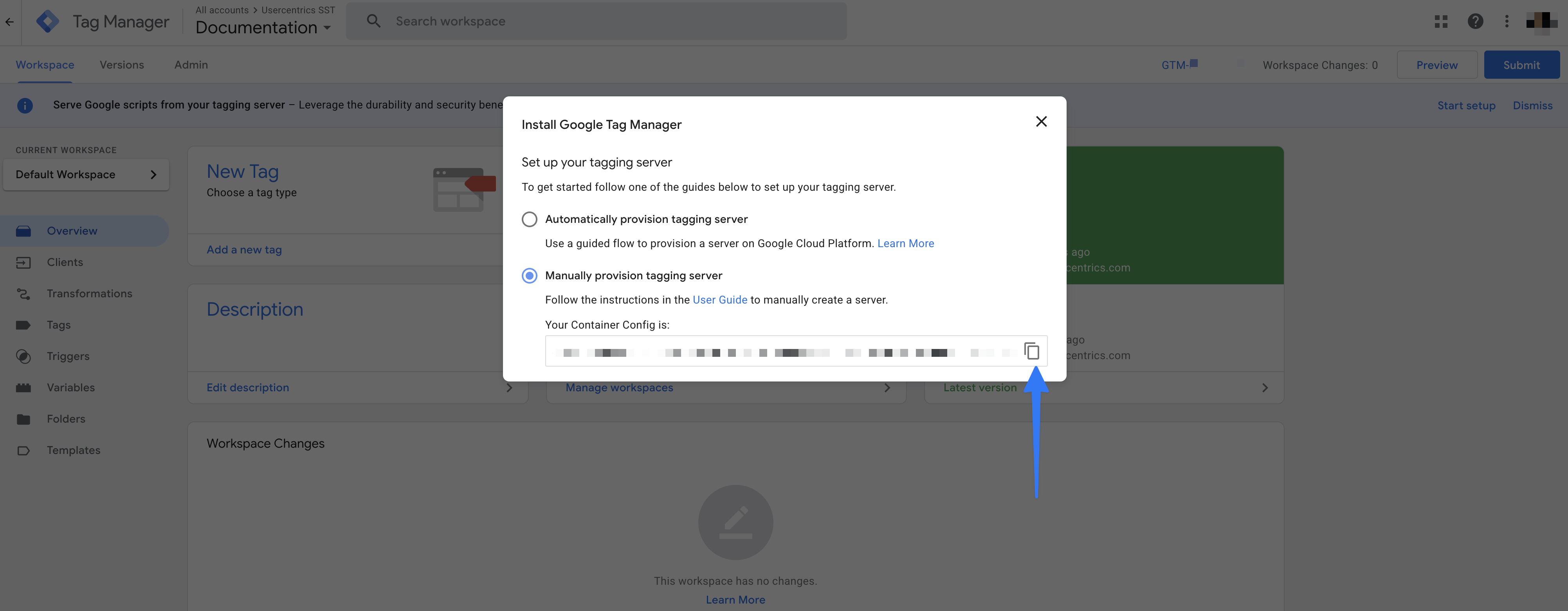Manually provision tagging server