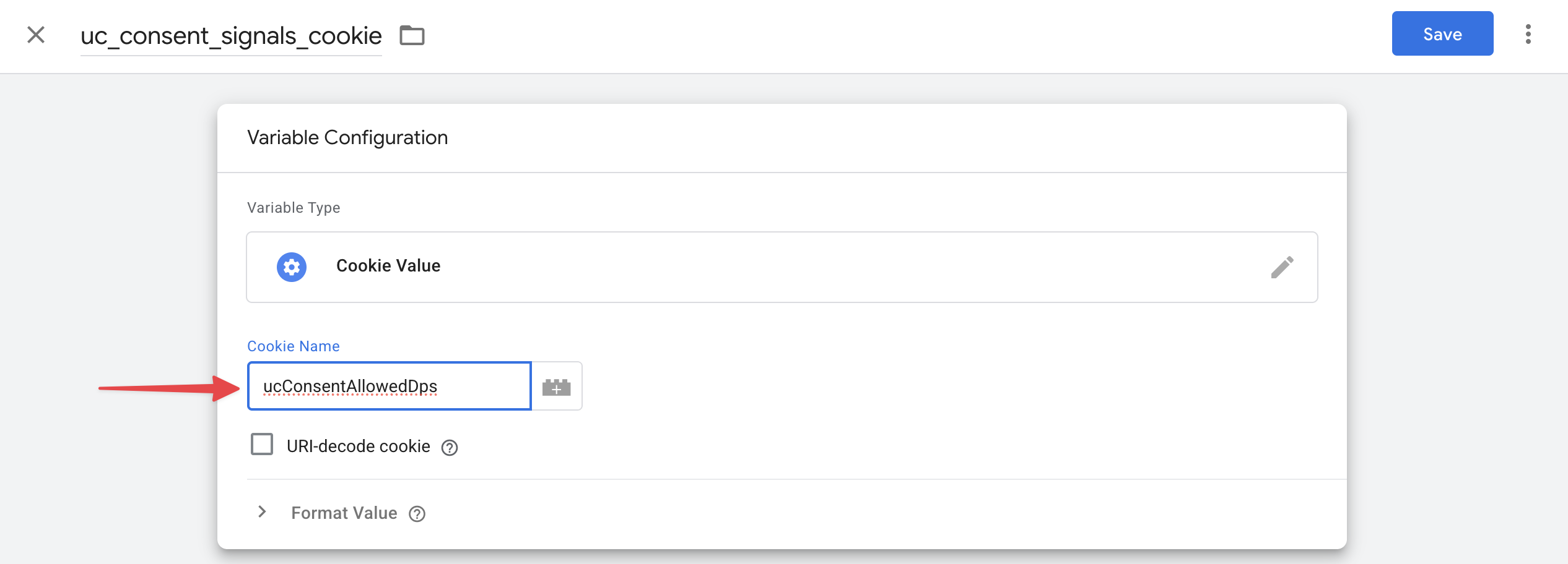 Create server-side cookie variable