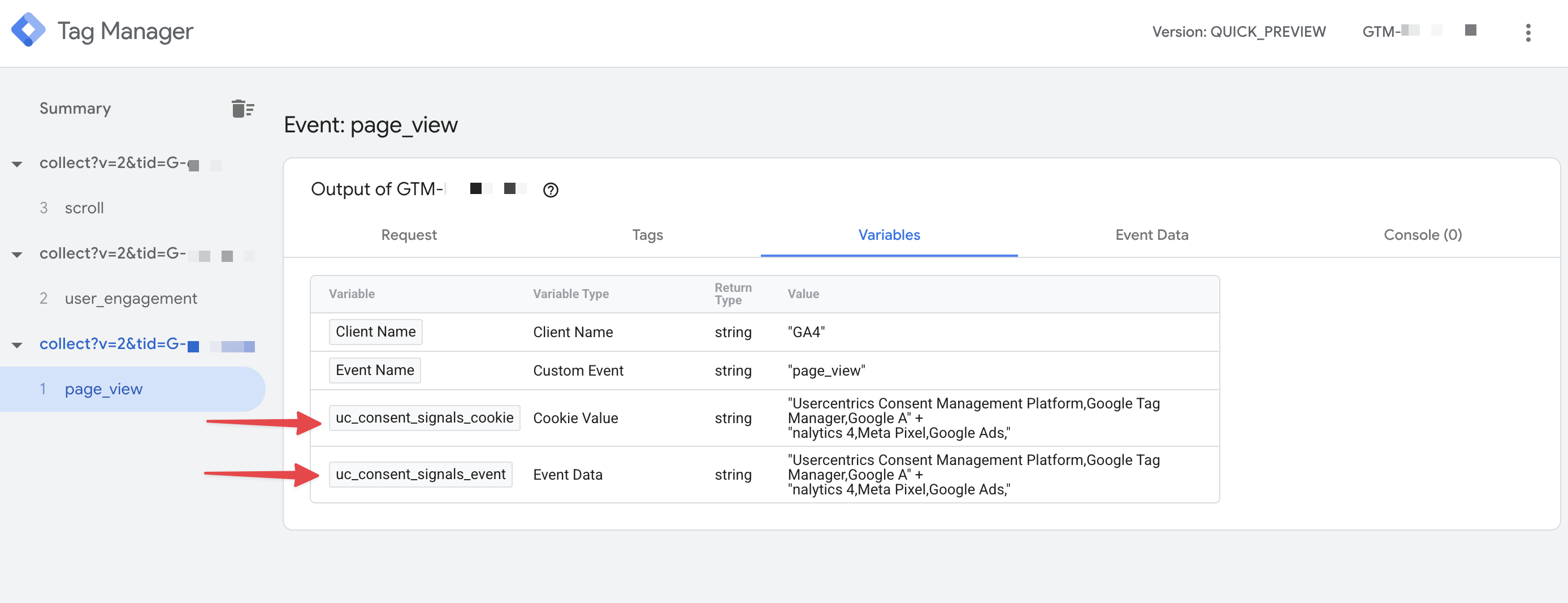 Test the server-side variable