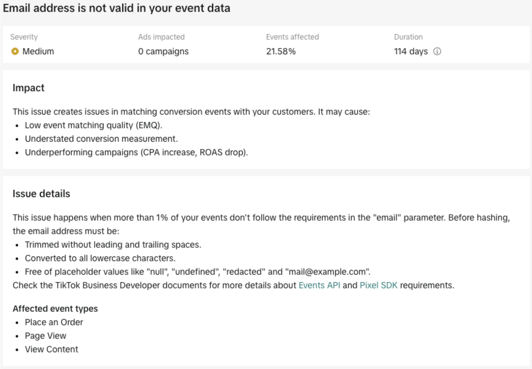 Error details about low EMQ