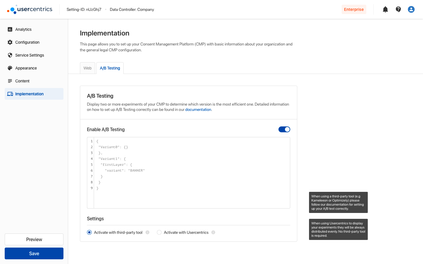 Enabling AB Testing in Admin Interface