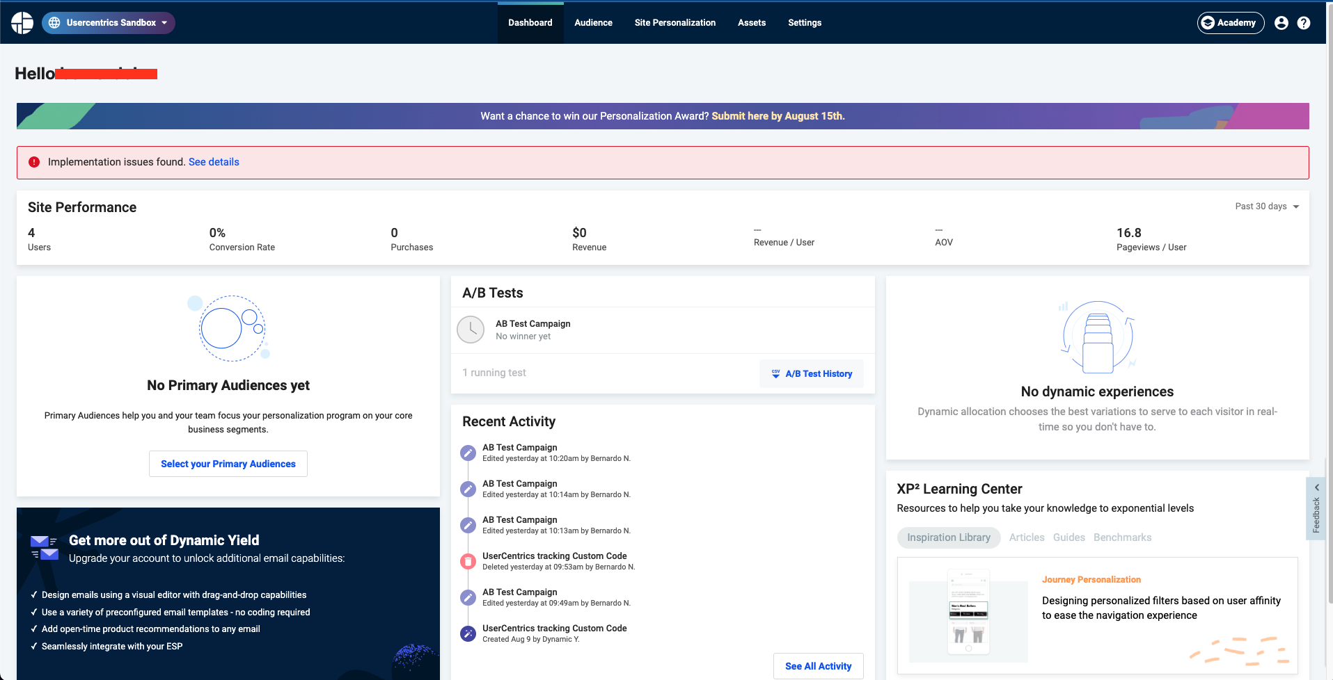 Main Dashboard