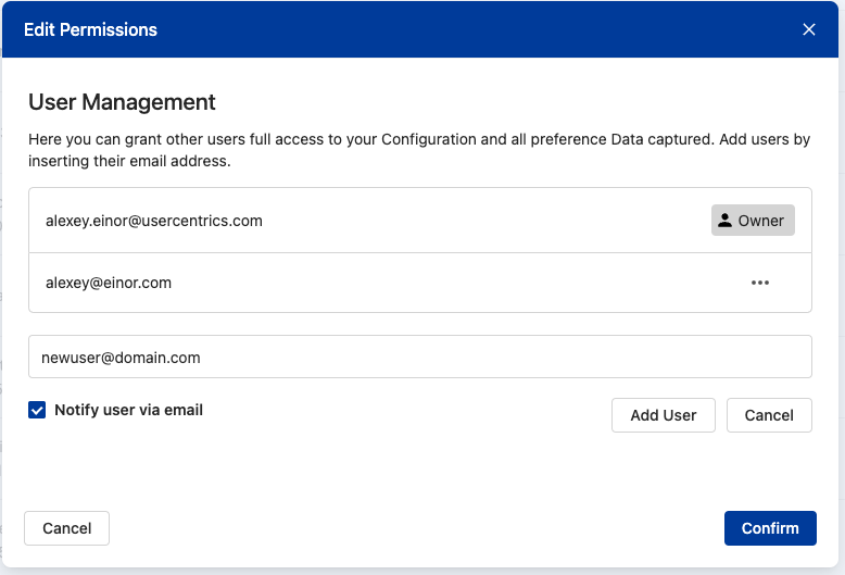 Adding/removing user access to specific Configuration