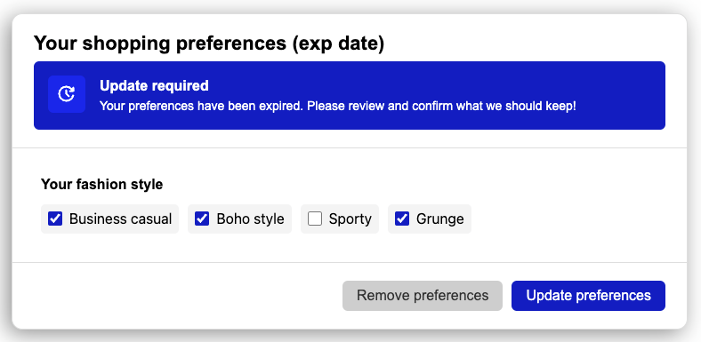 Embedded widget shows expired preferences
