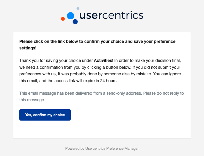 Confirmation email example