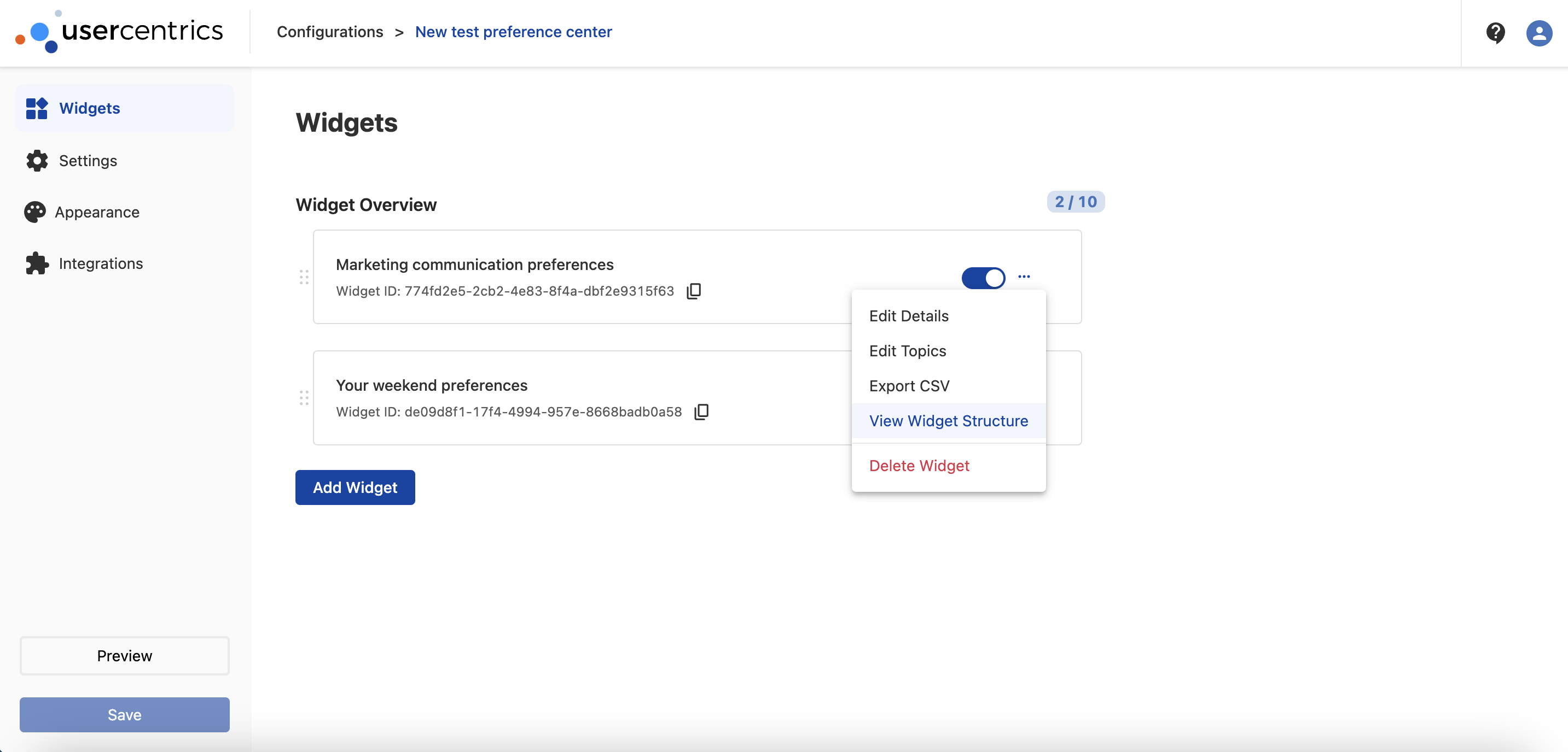 Widget structure overview 1