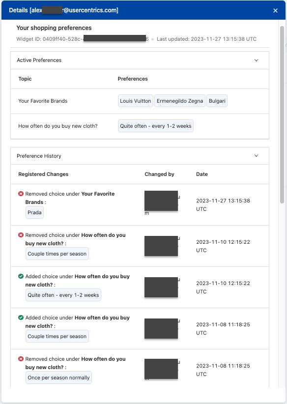 View Preference Data screen + Changelog