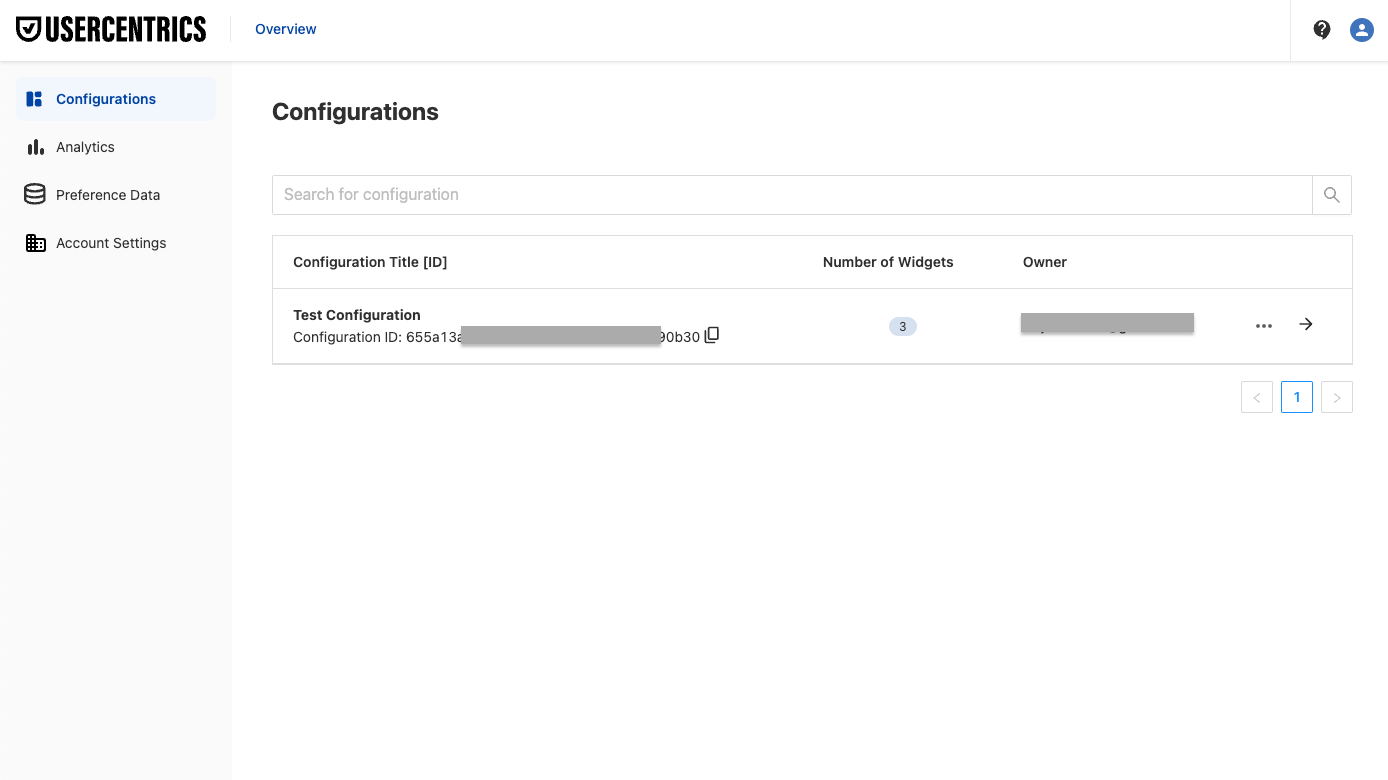 Configurations list