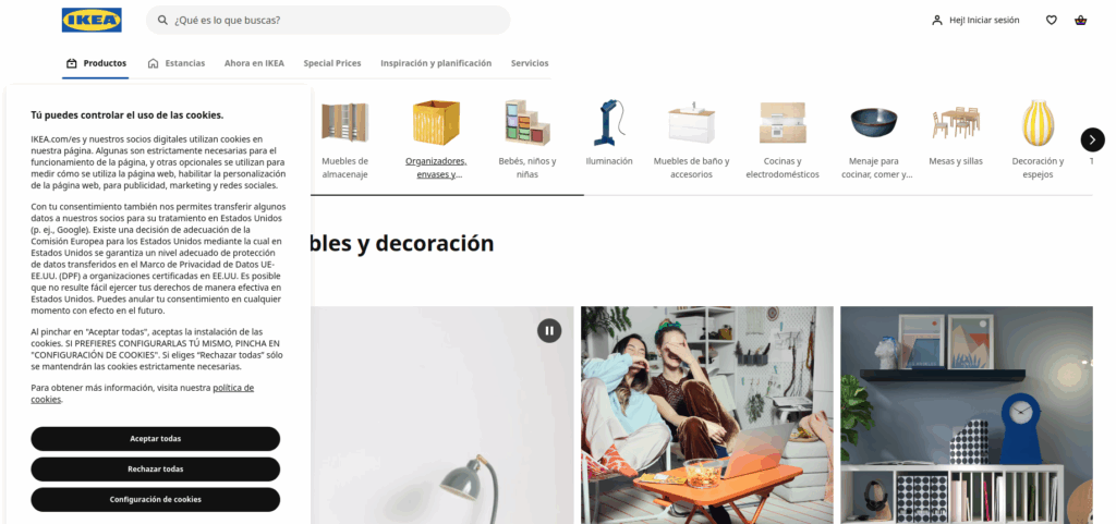 Banner consentimiento Ikea