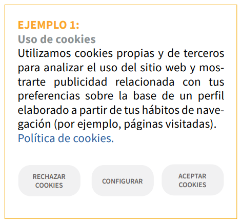 Ejemplo texto de uso de cookies