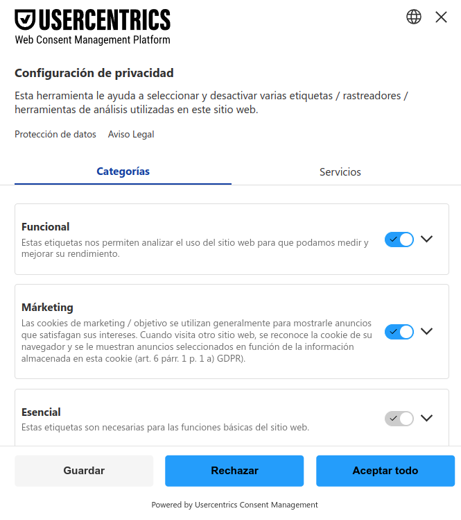 Imagen de un banner de cookies