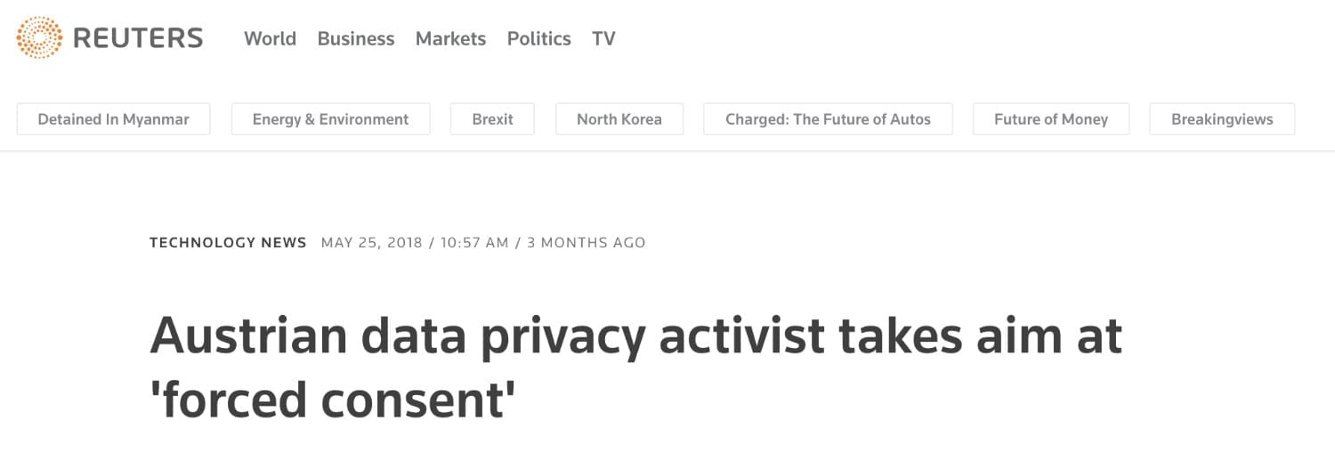 Reuters Article Austrian data privacy activist