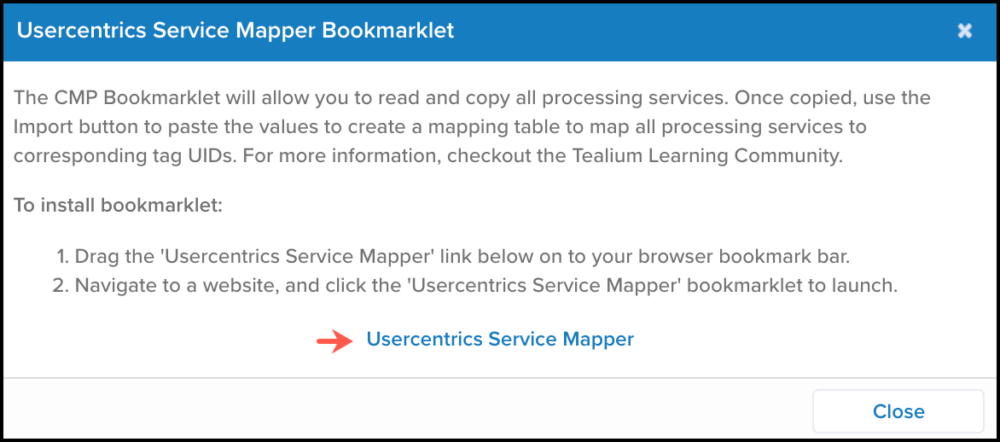 Usercentrics Bookmarklet Modal