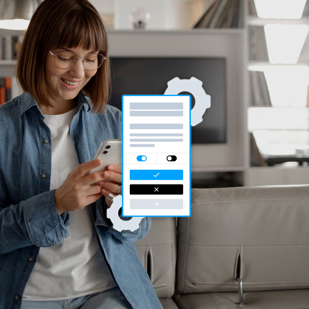 Image of a woman and a consent banner