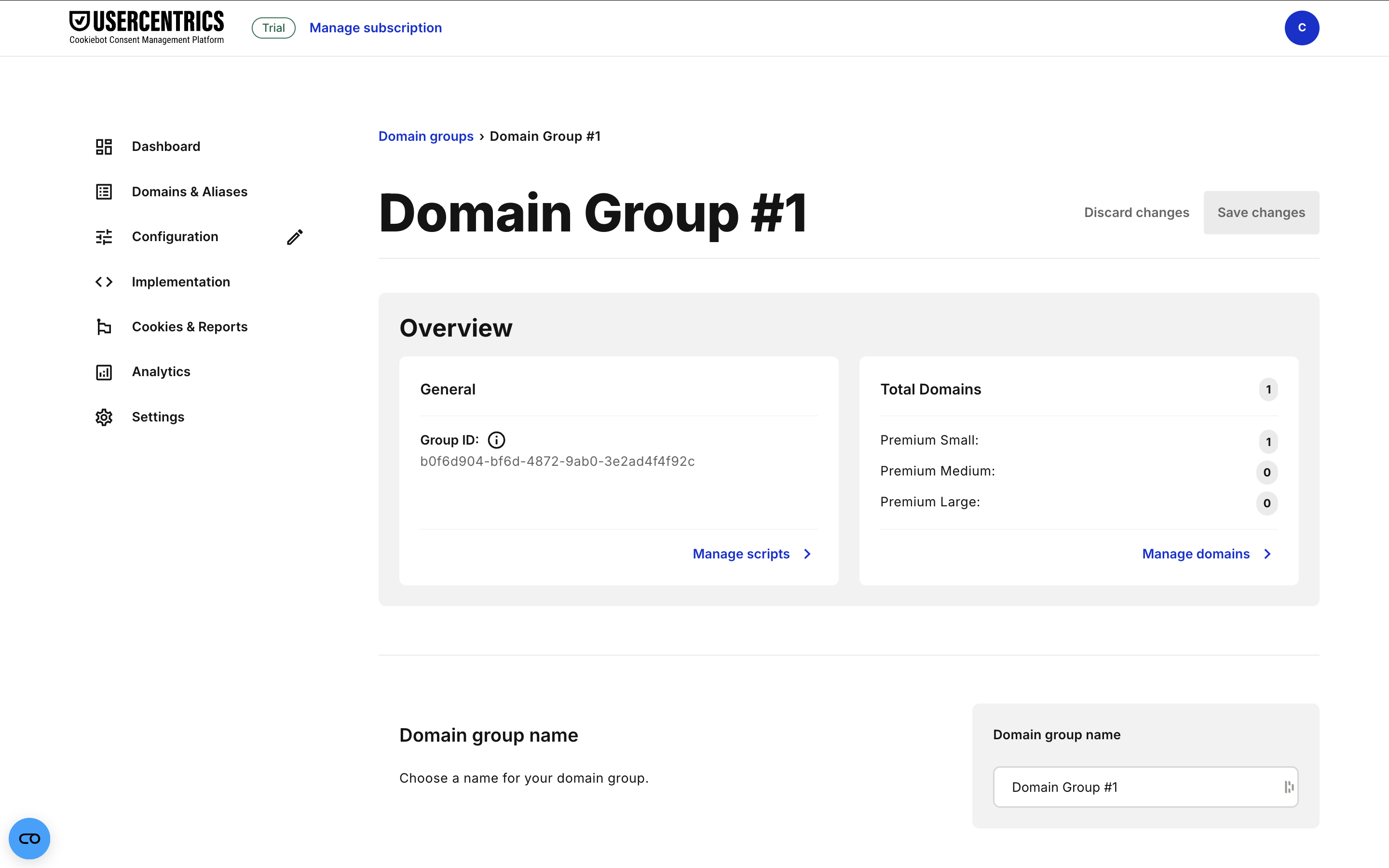 Image showing domain group id settings