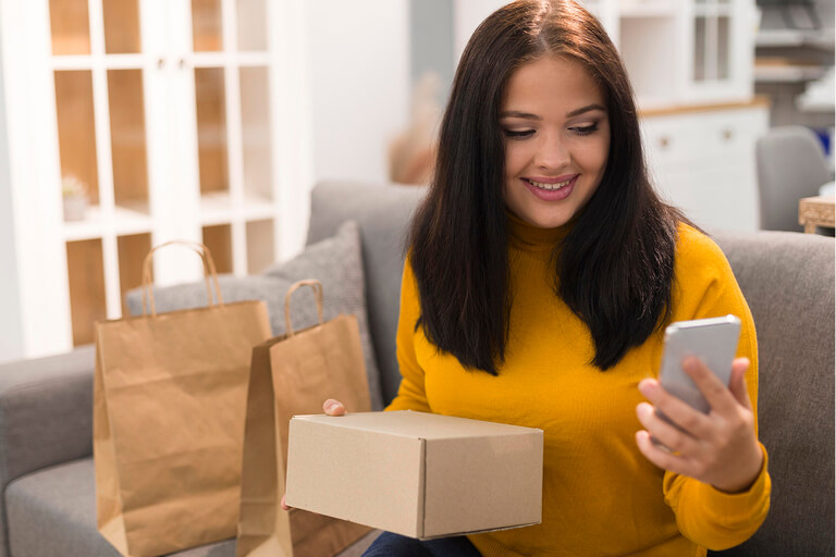 A woman checking her phone