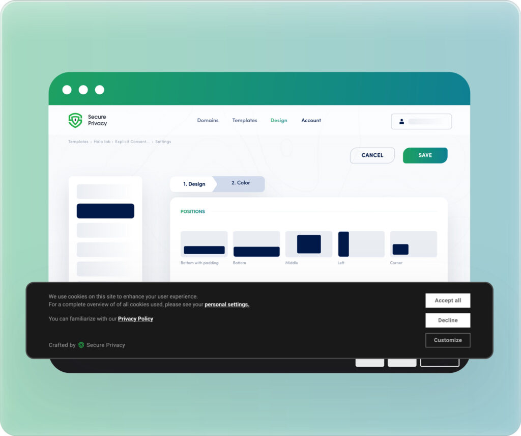 Screenshot of the Secure Privacy content banner
