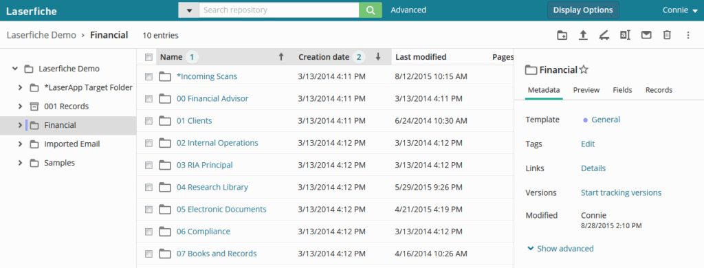 Image of the Laserfiche interface