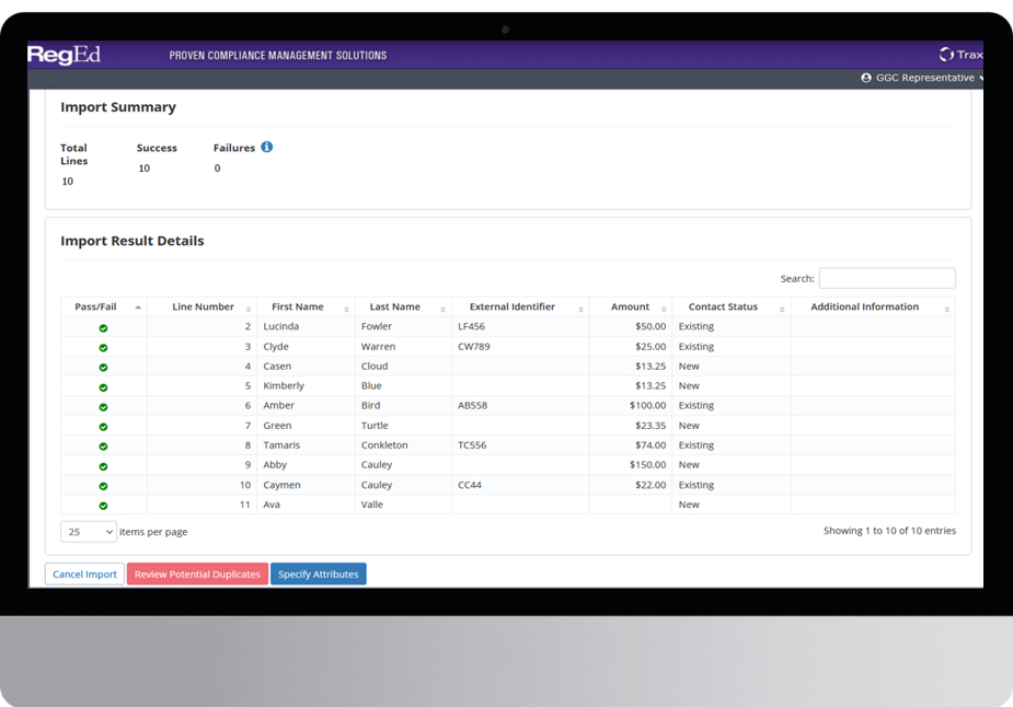 Image of the RegEd interface