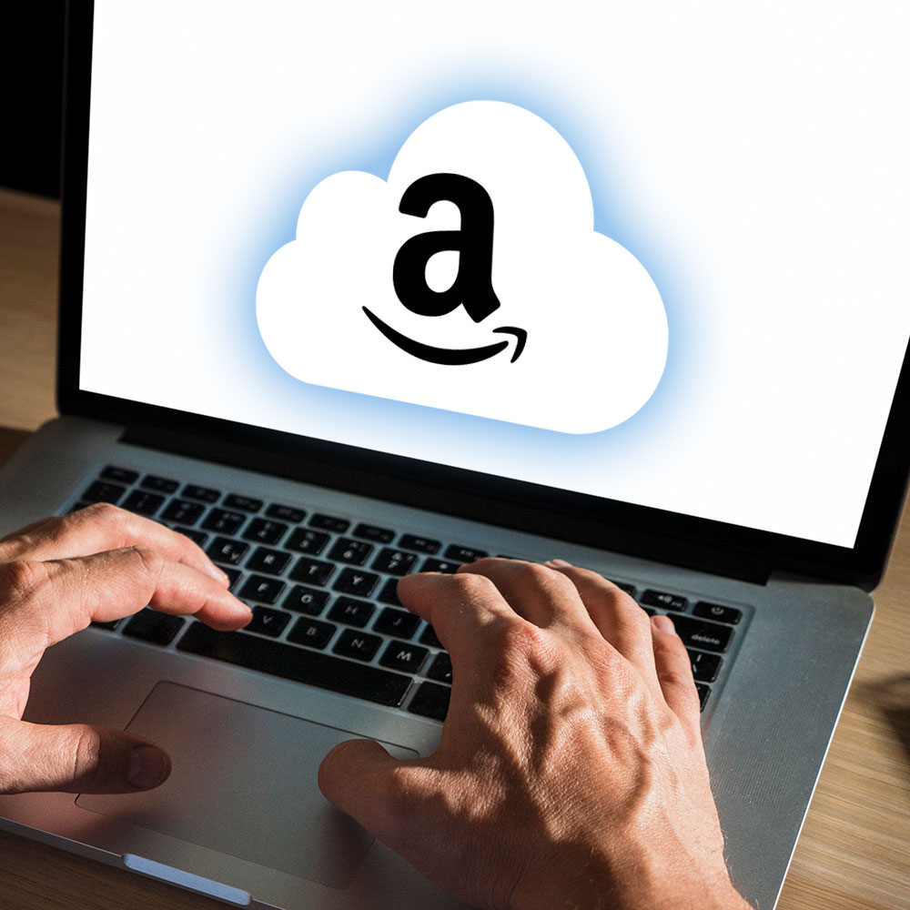Hero image of a laptop and Amazon's icon on the screen