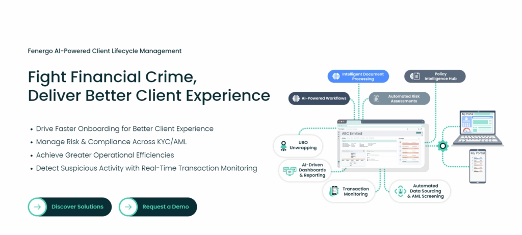 Screenshot of Fenergo homepage