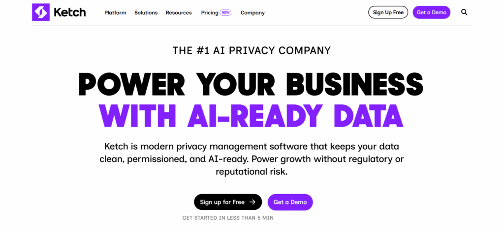 Screenshot of Ketch homepage