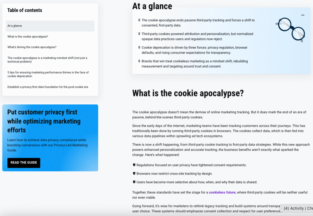 Screenshot of an article in Usercentrics webpage