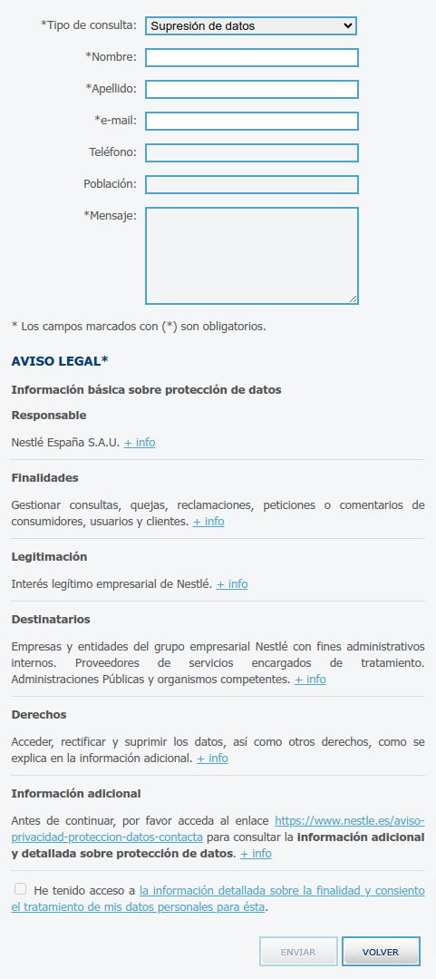 Texto LOPD para formularios 