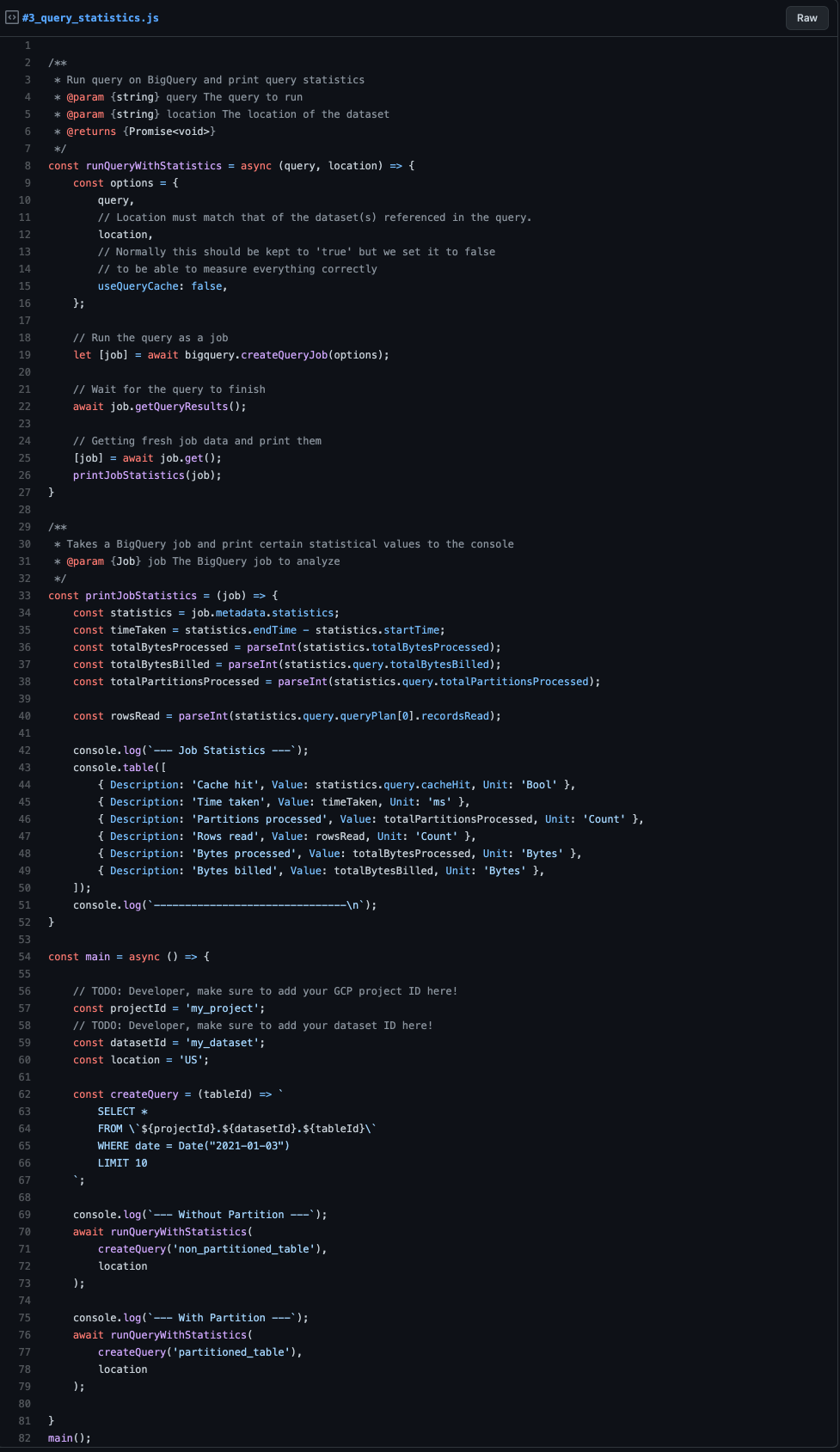 Query statistics