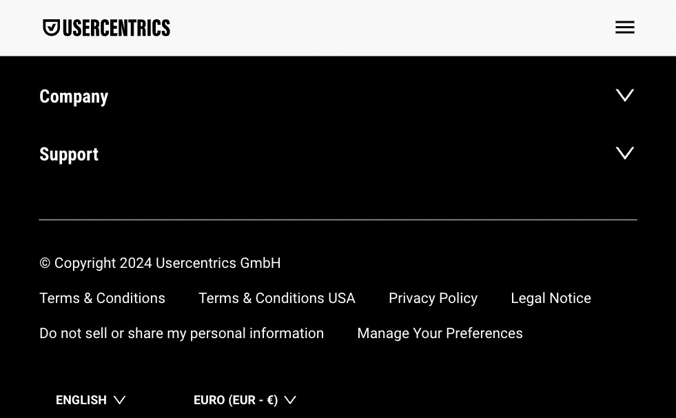 Screenshot of Usercentrics copyright disclaimer